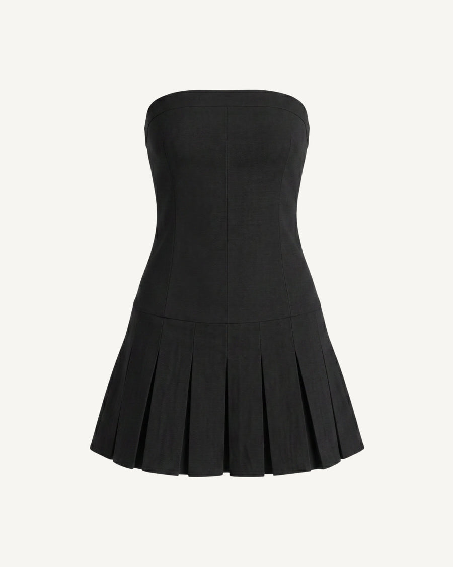 Isola Strapless Pleated Hem Mini Dress