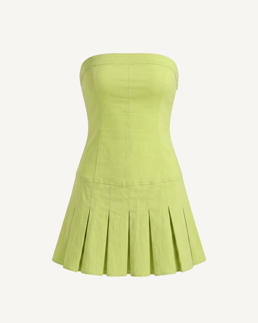 Isola Strapless Pleated Hem Mini Dress