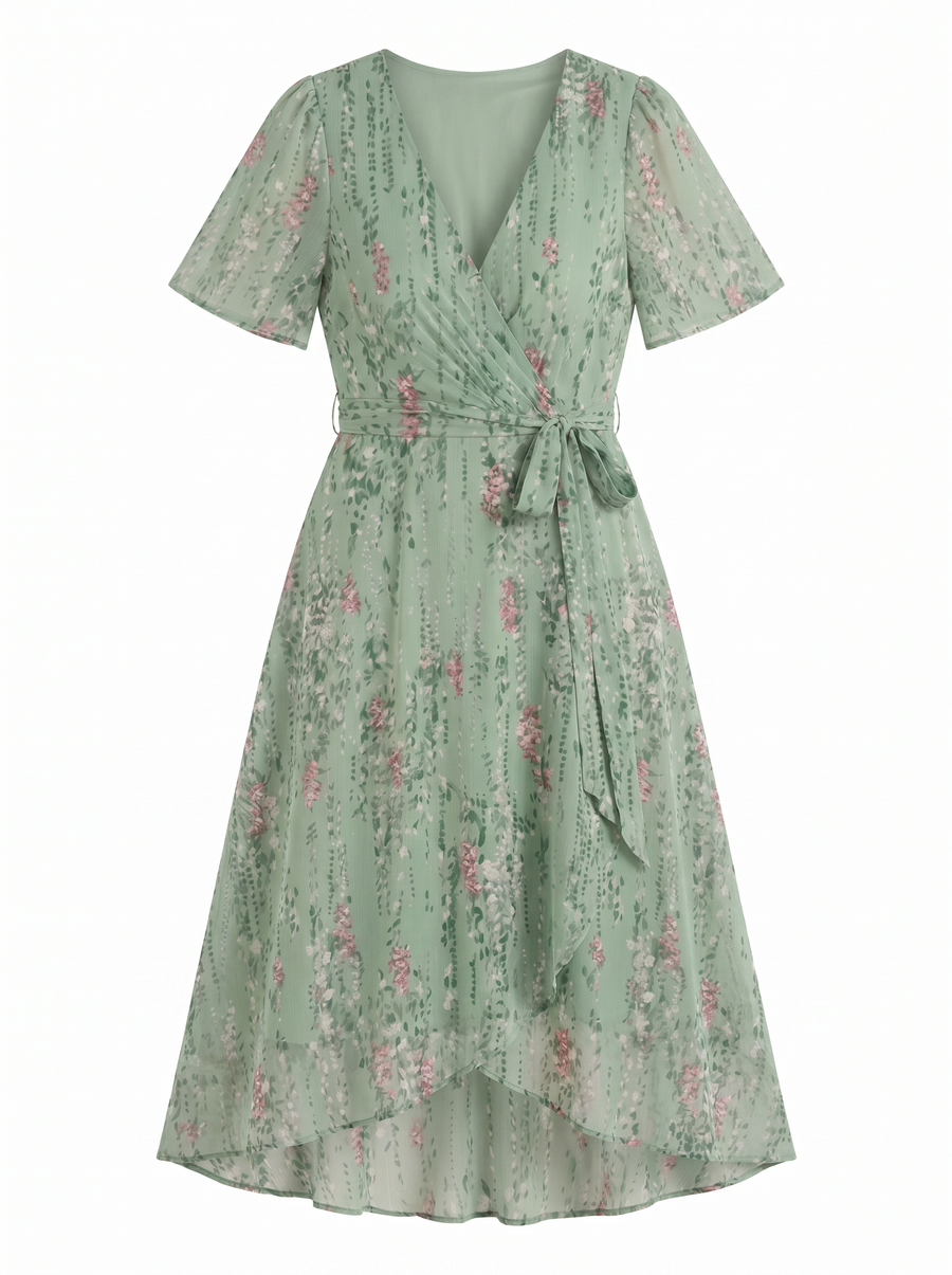 Sharnie Floral Wrap High Low Midi Dress