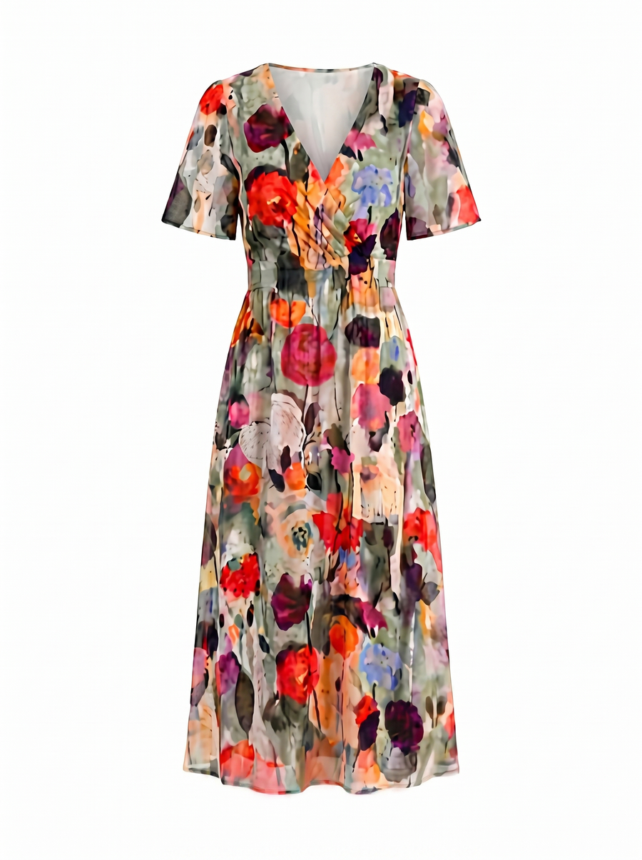 Sharnie Floral Wrap High Low Midi Dress