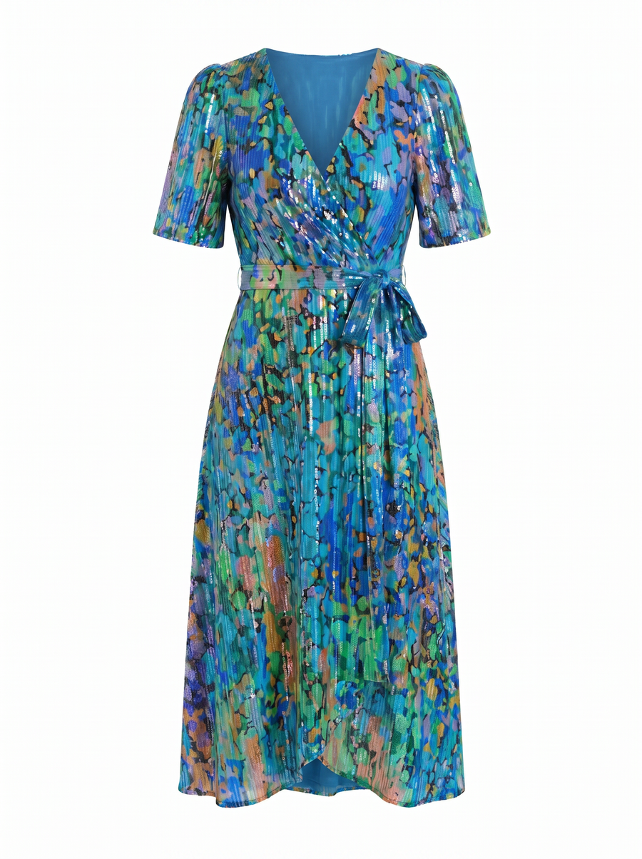 Sharnie Floral Wrap High Low Midi Dress