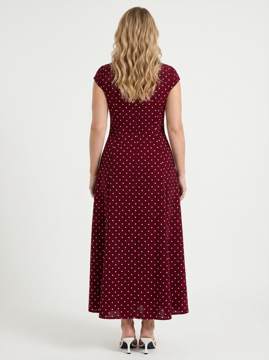 Vionna Polka Dot Cap Sleeve Maxi Dress