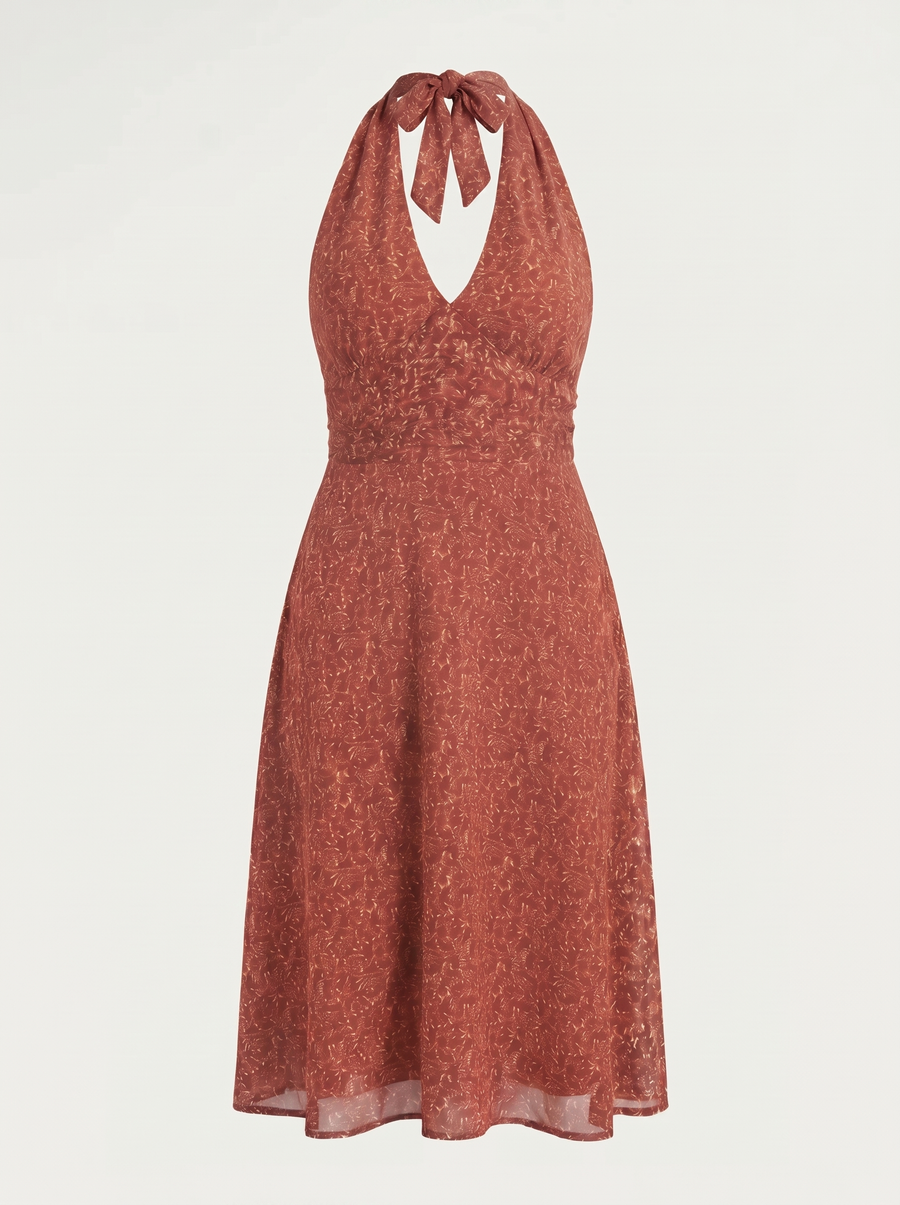 Astrid Floral Halter Neck Wrap Midi Dress