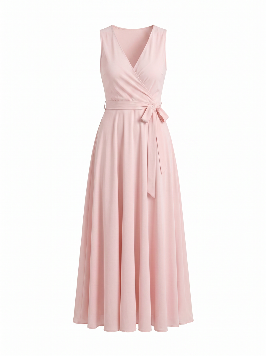 Reena Wrap Maxi Dress with Tie Belt