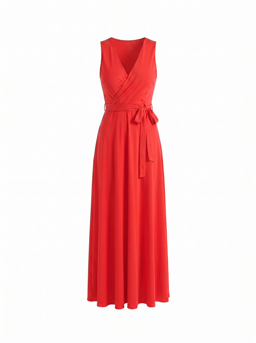 Reena Wrap Maxi Dress with Tie Belt