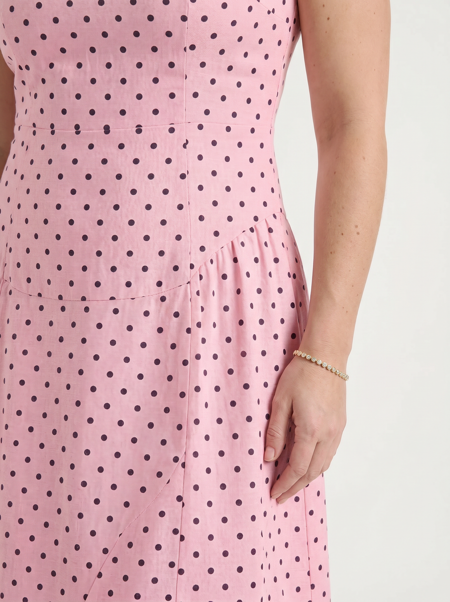 Vionna Polka Dot Cap Sleeve Maxi Dress