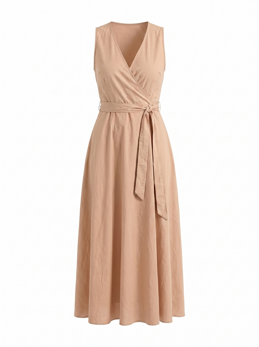 Reena Wrap Maxi Dress with Tie Belt