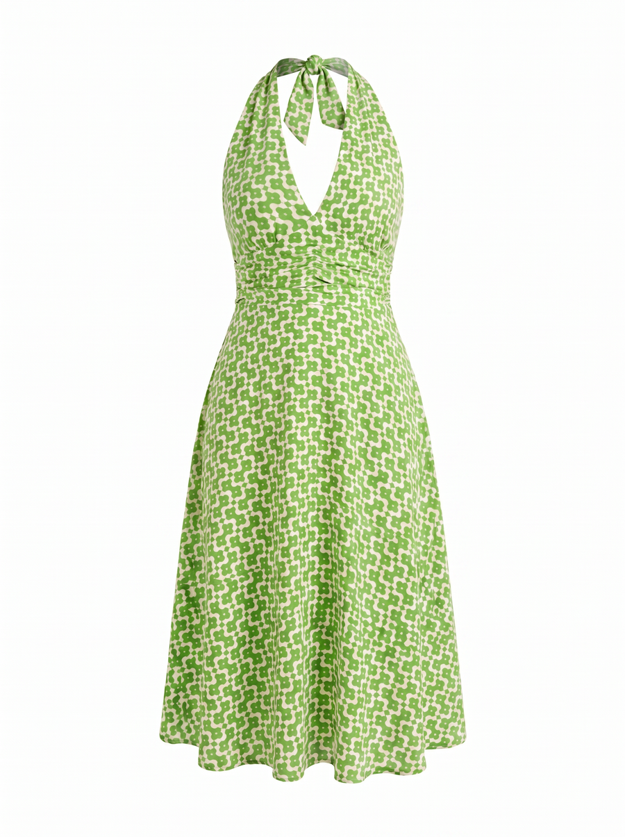 Astrid Floral Halter Neck Wrap Midi Dress
