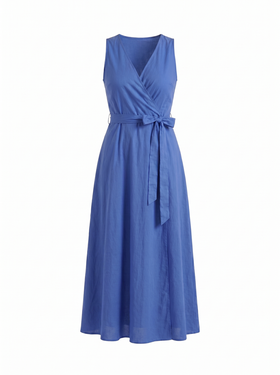 Reena Wrap Maxi Dress with Tie Belt