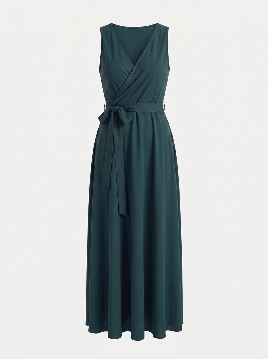 Reena Wrap Maxi Dress with Tie Belt