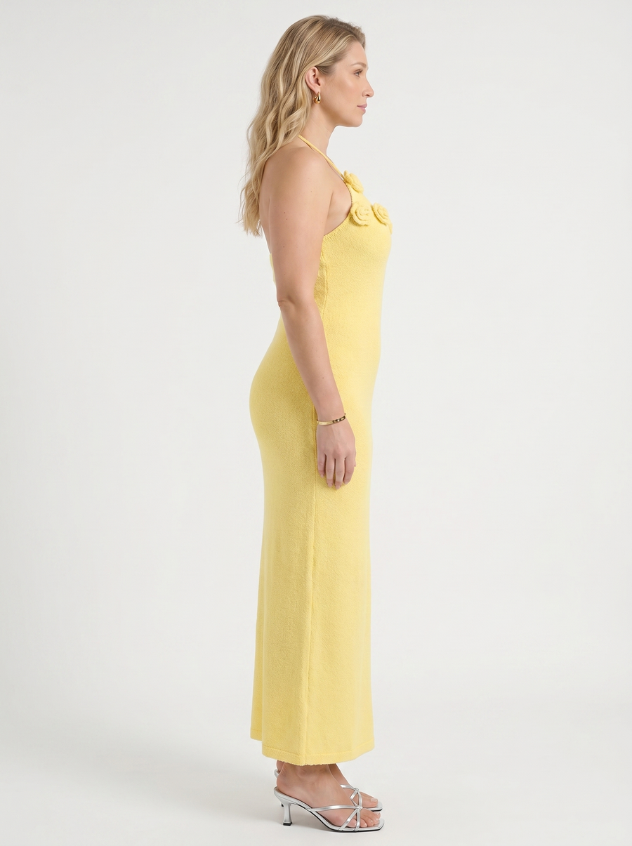 Gabriela Crochet Strap Open Back Knit Maxi Dress