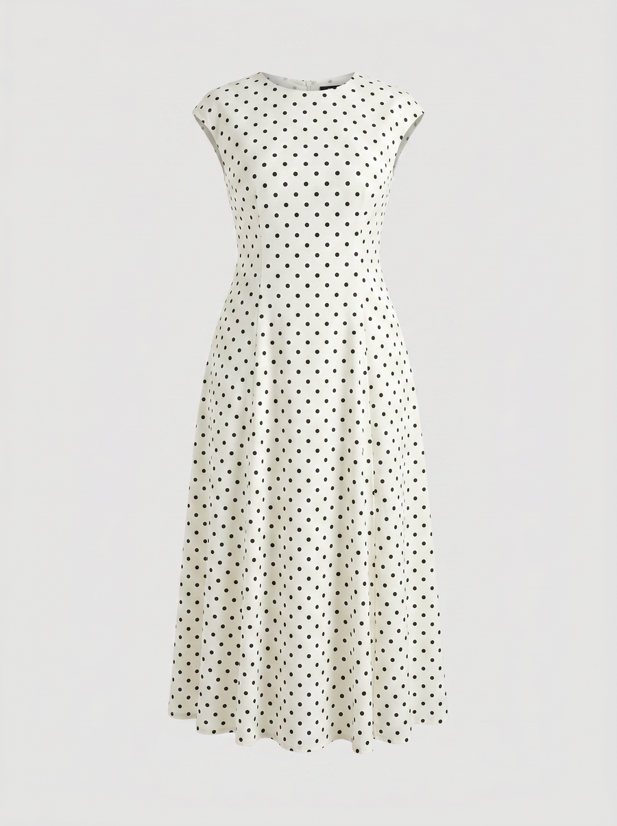 Vionna Polka Dot Cap Sleeve Maxi Dress