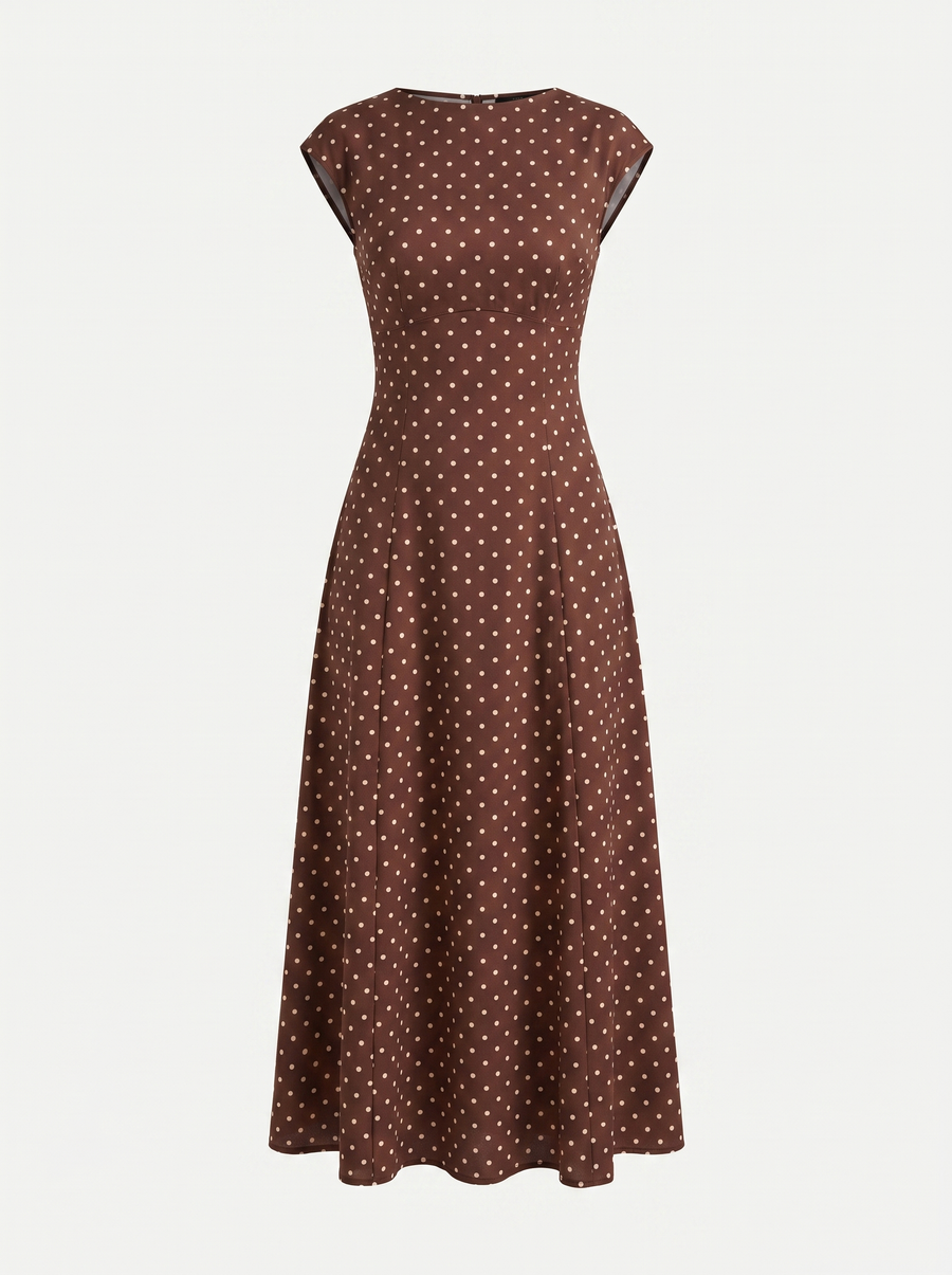 Vionna Polka Dot Cap Sleeve Maxi Dress