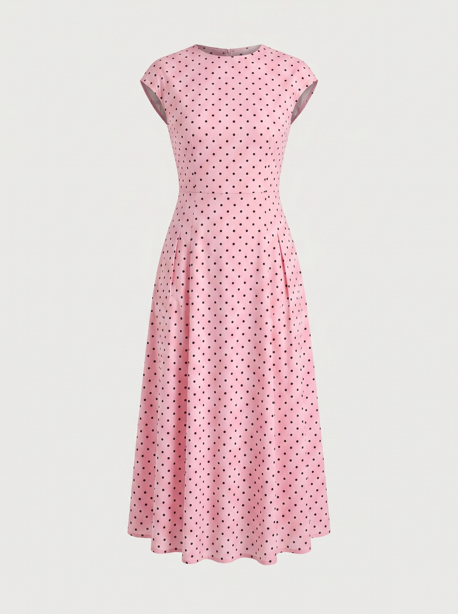 Vionna Polka Dot Cap Sleeve Maxi Dress