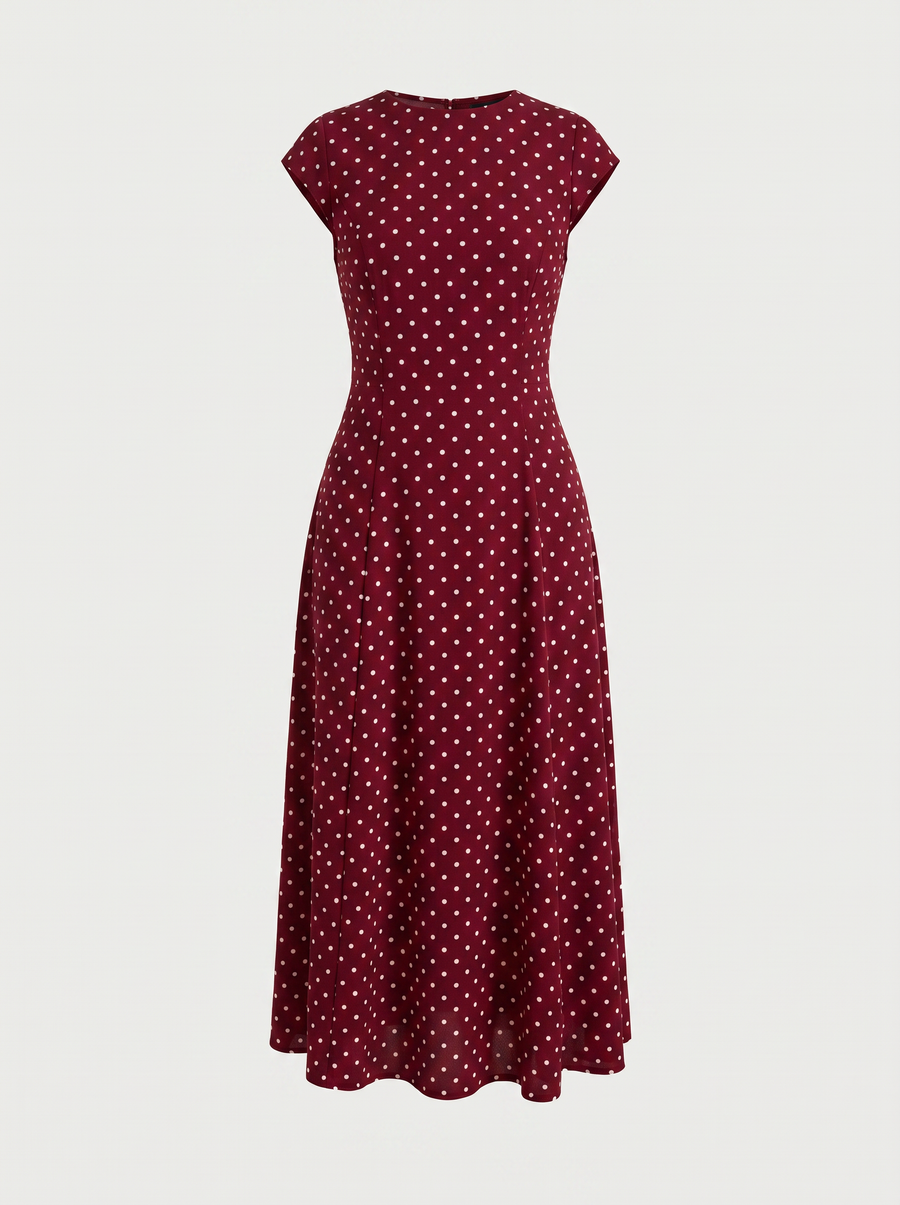 Vionna Polka Dot Cap Sleeve Maxi Dress