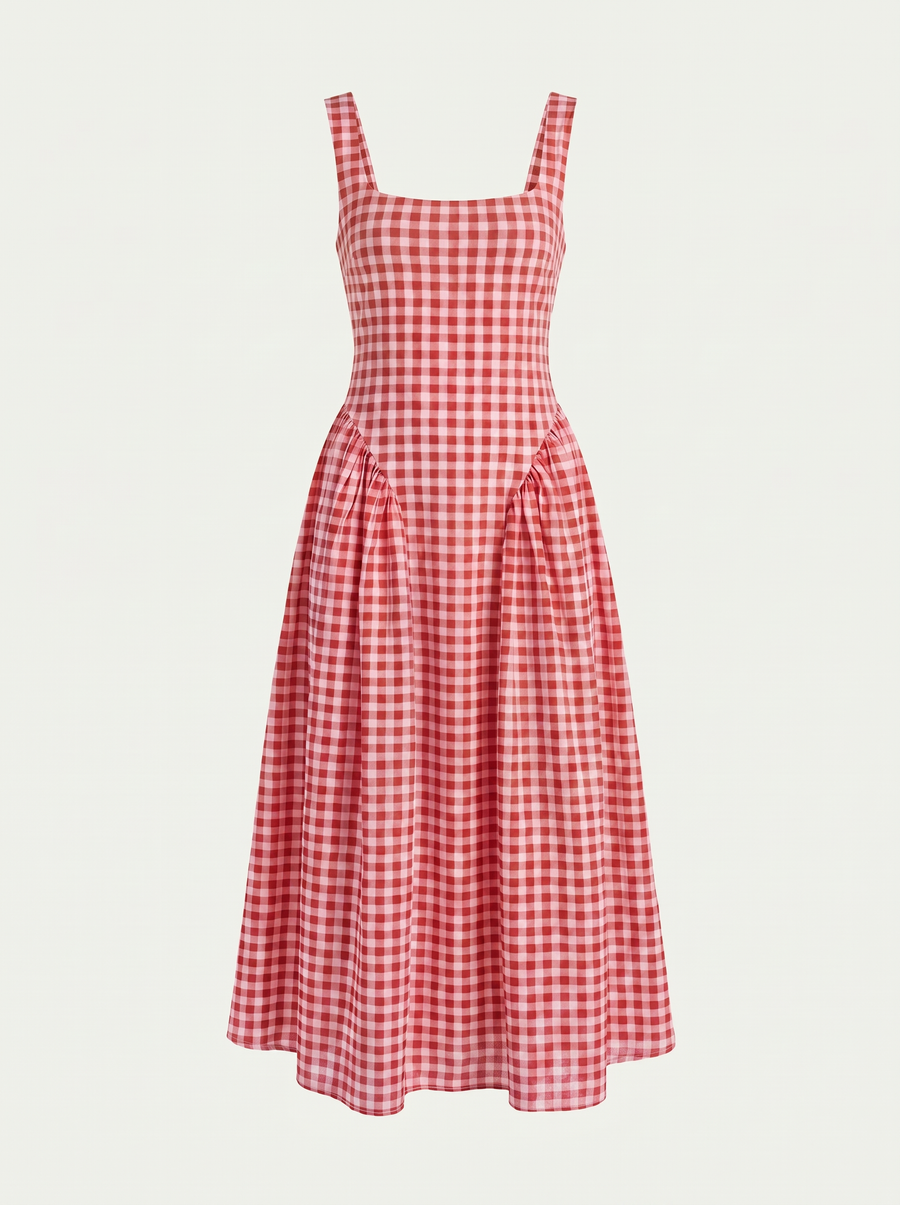 Cleo Check Pleated Skirt Midi Dress