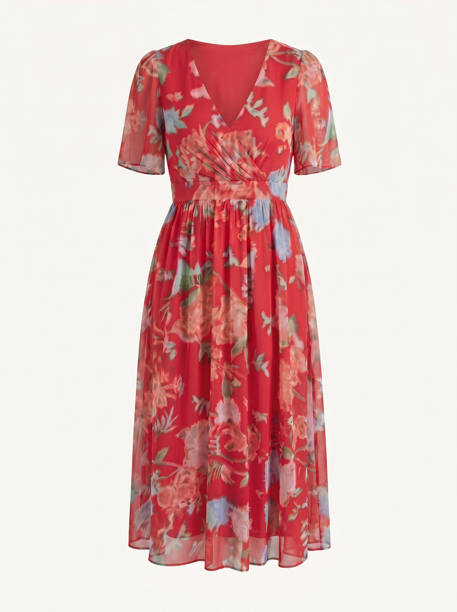 Sharnie Floral Wrap High Low Midi Dress