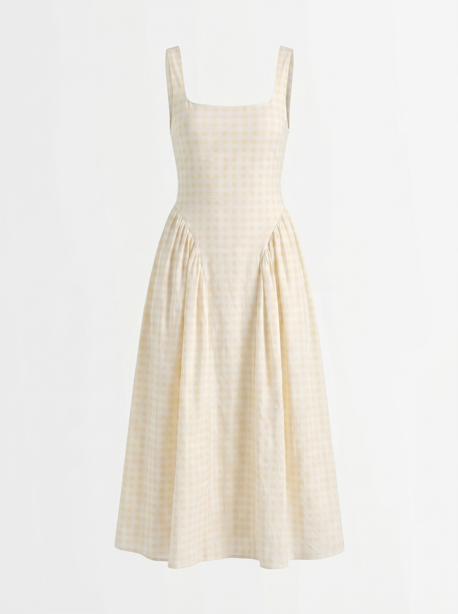 Cleo Check Pleated Skirt Midi Dress
