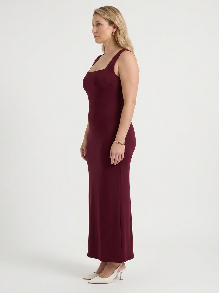 Daniela Square Neck Wide Strap Bodycon Maxi Dress