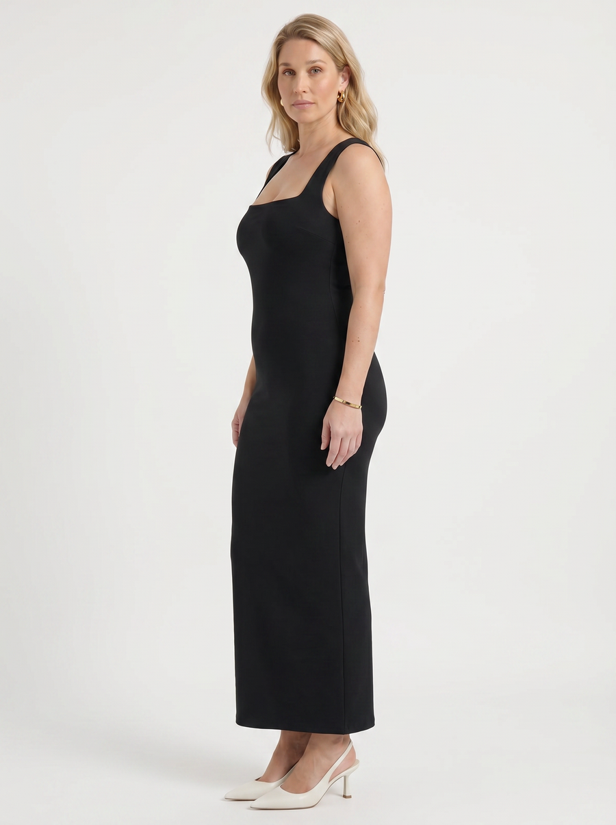 Daniela Square Neck Wide Strap Bodycon Maxi Dress