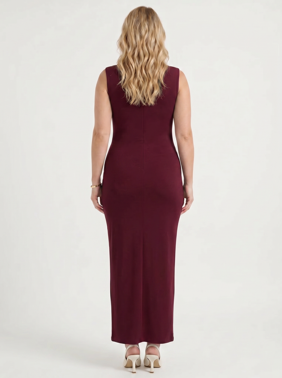 Daniela Square Neck Wide Strap Bodycon Maxi Dress