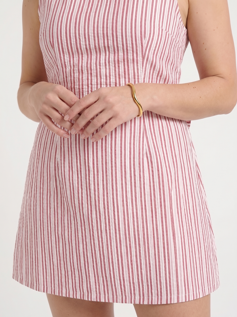 Evelina Striped Side Tie Mini Dress