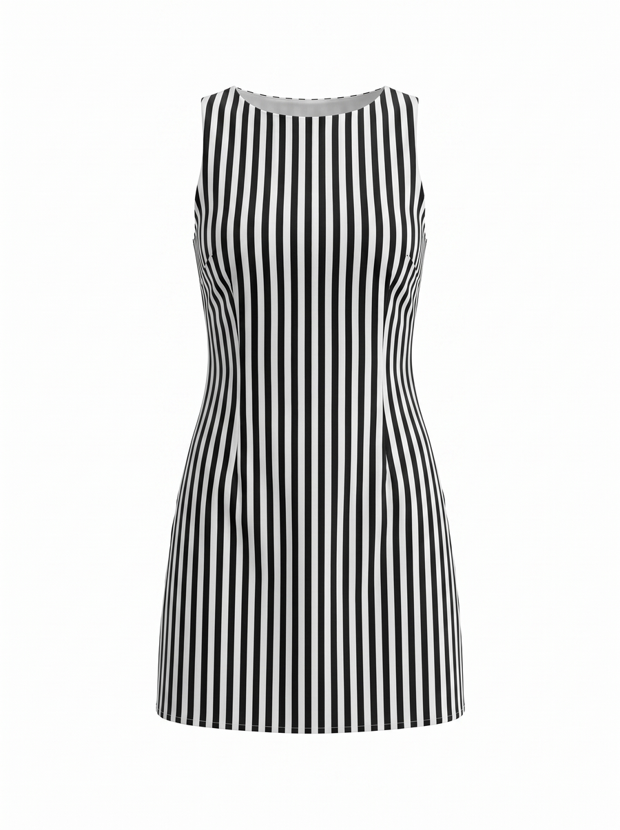 Evelina Striped Side Tie Mini Dress