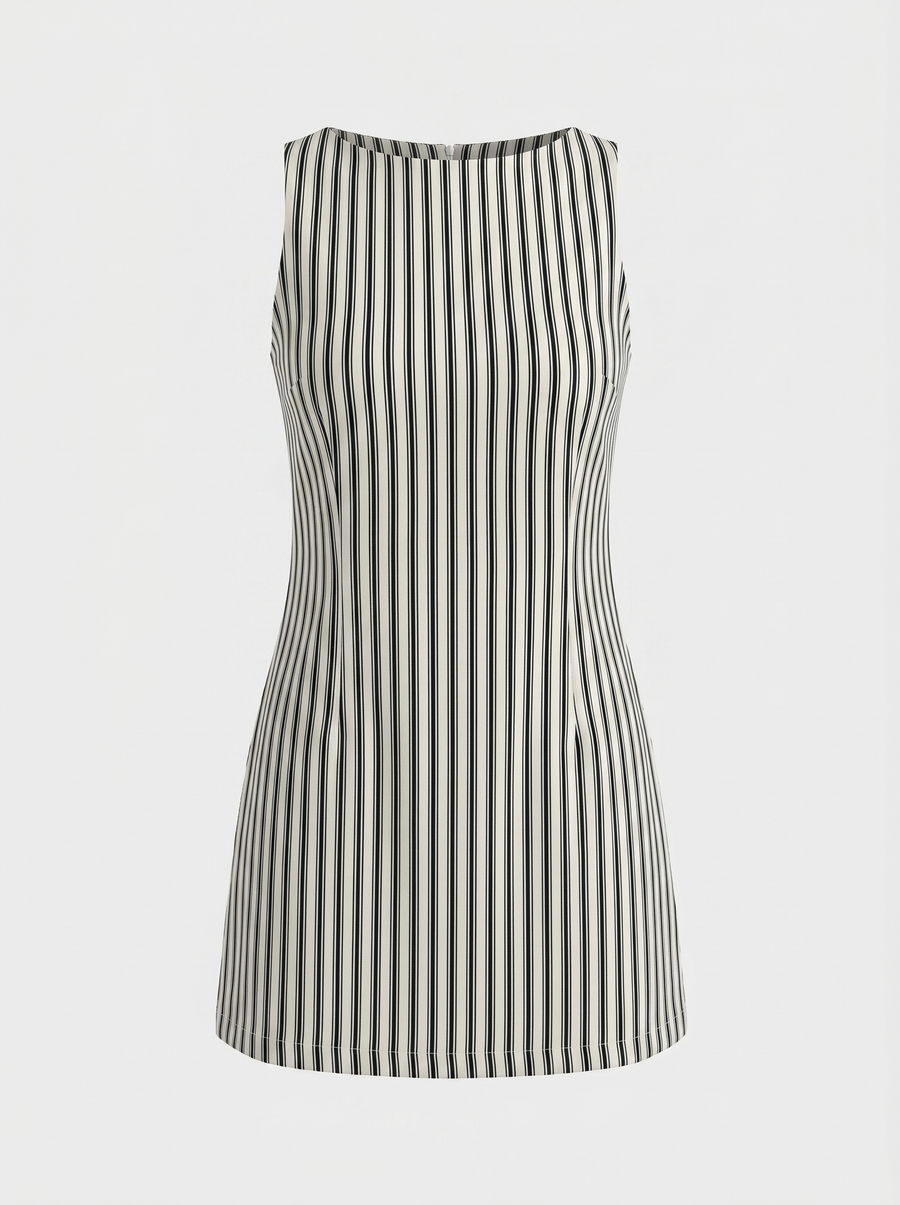 Evelina Striped Side Tie Mini Dress
