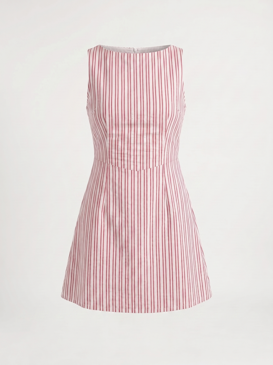 Evelina Striped Side Tie Mini Dress