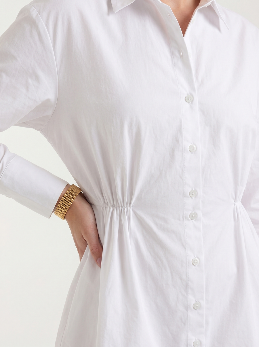 Della Long Sleeve Cotton Mini Shirt Dress
