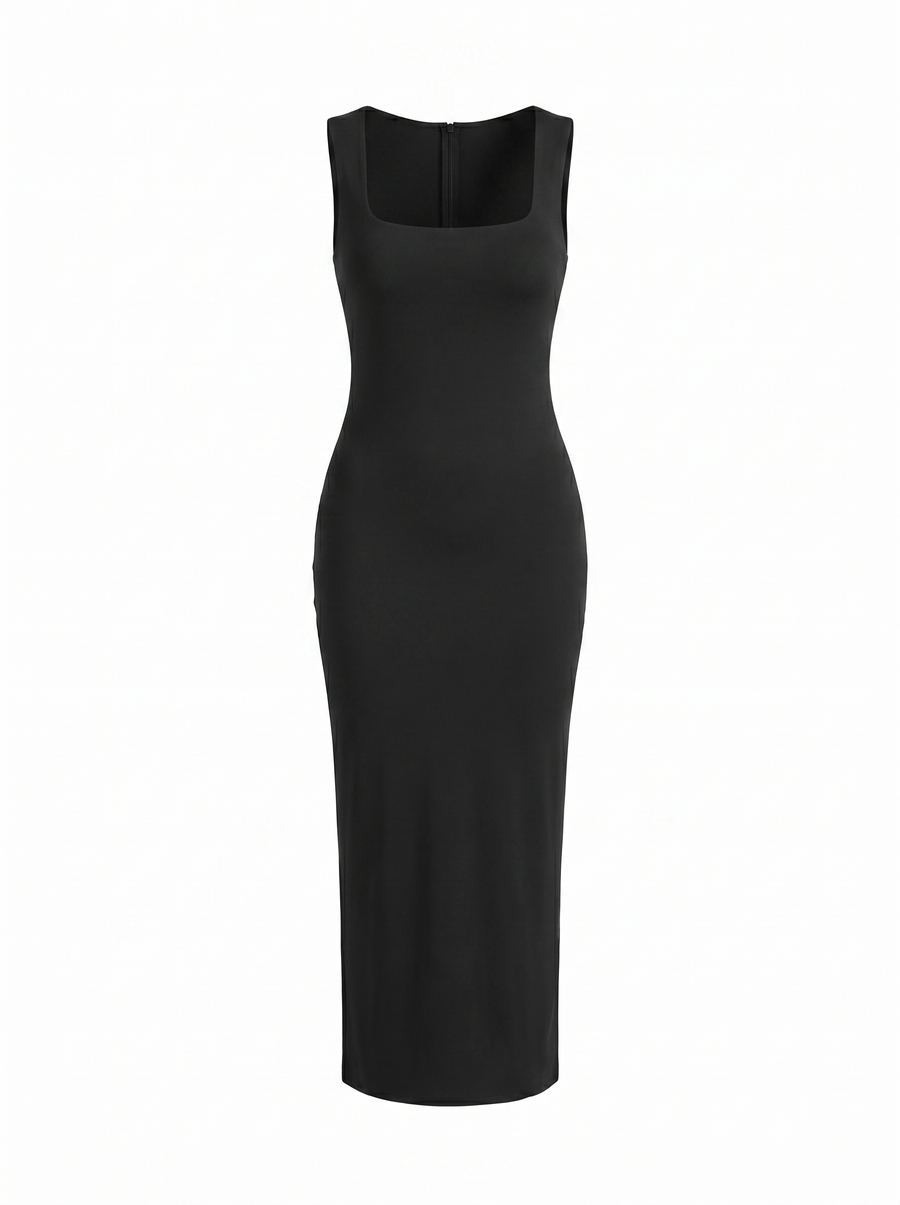 Daniela Square Neck Wide Strap Bodycon Maxi Dress
