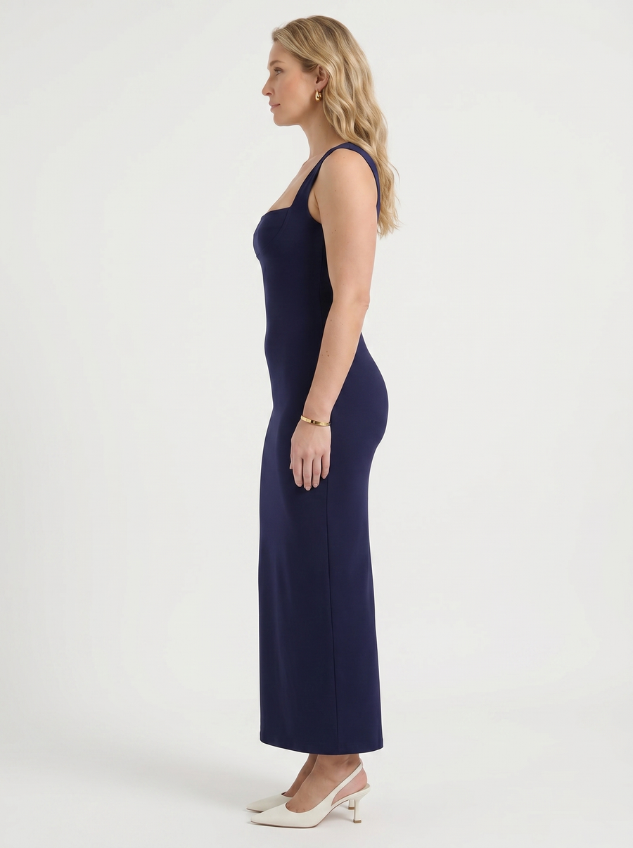 Daniela Square Neck Wide Strap Bodycon Maxi Dress