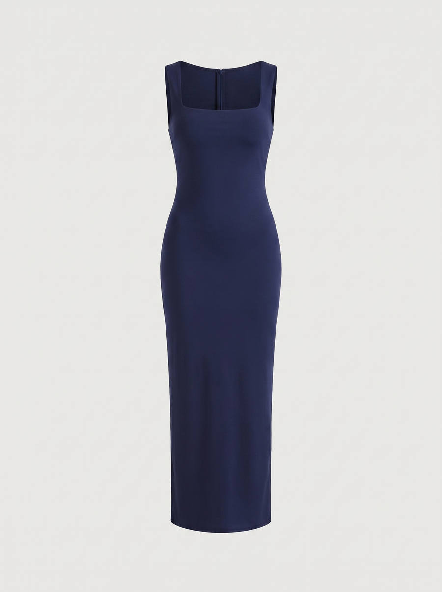 Daniela Square Neck Wide Strap Bodycon Maxi Dress