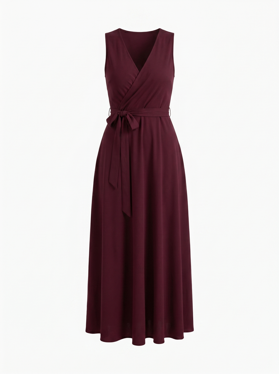Reena Wrap Maxi Dress with Tie Belt