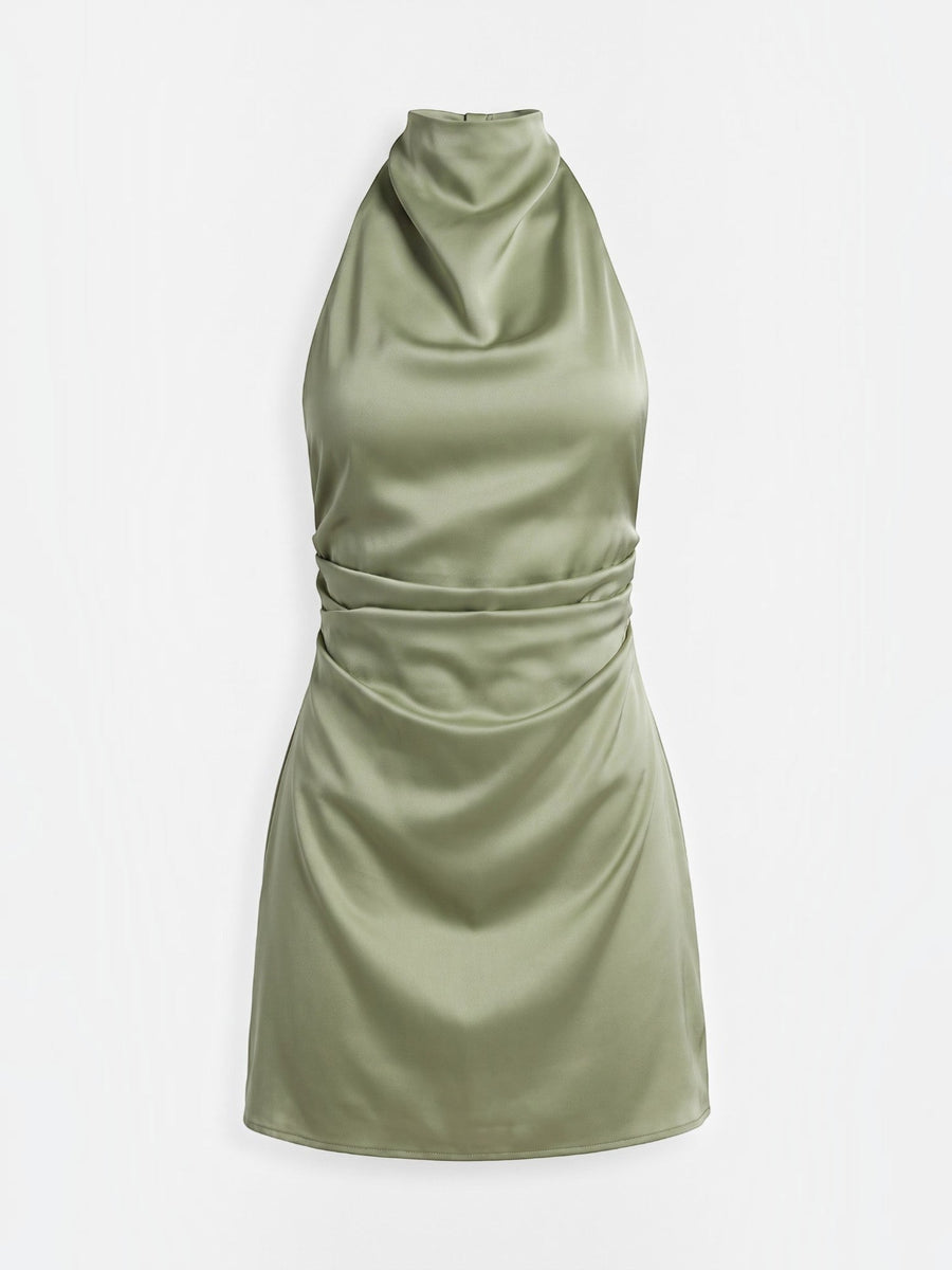 Rosalie Cowl Neck Ruched Mini Dress