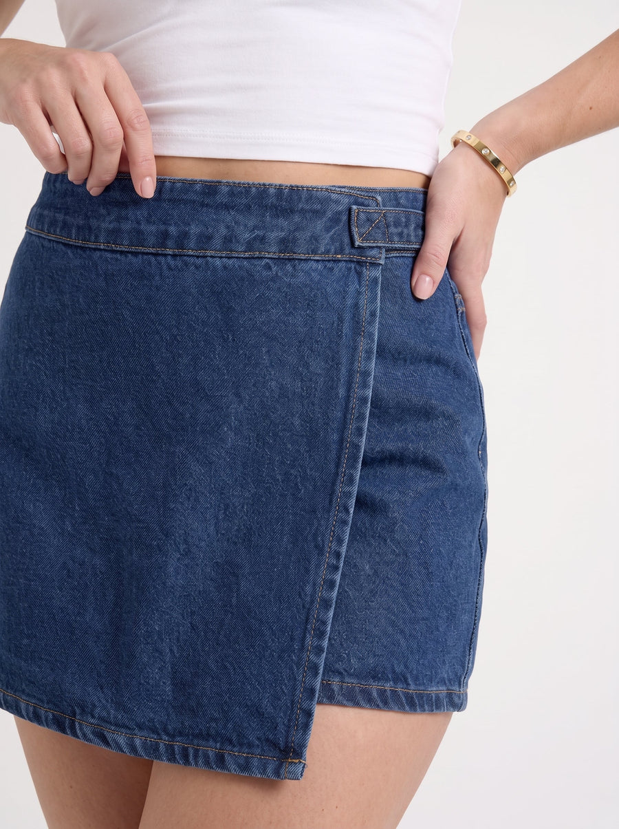 Rosa Denim Wrap Mini Skirt