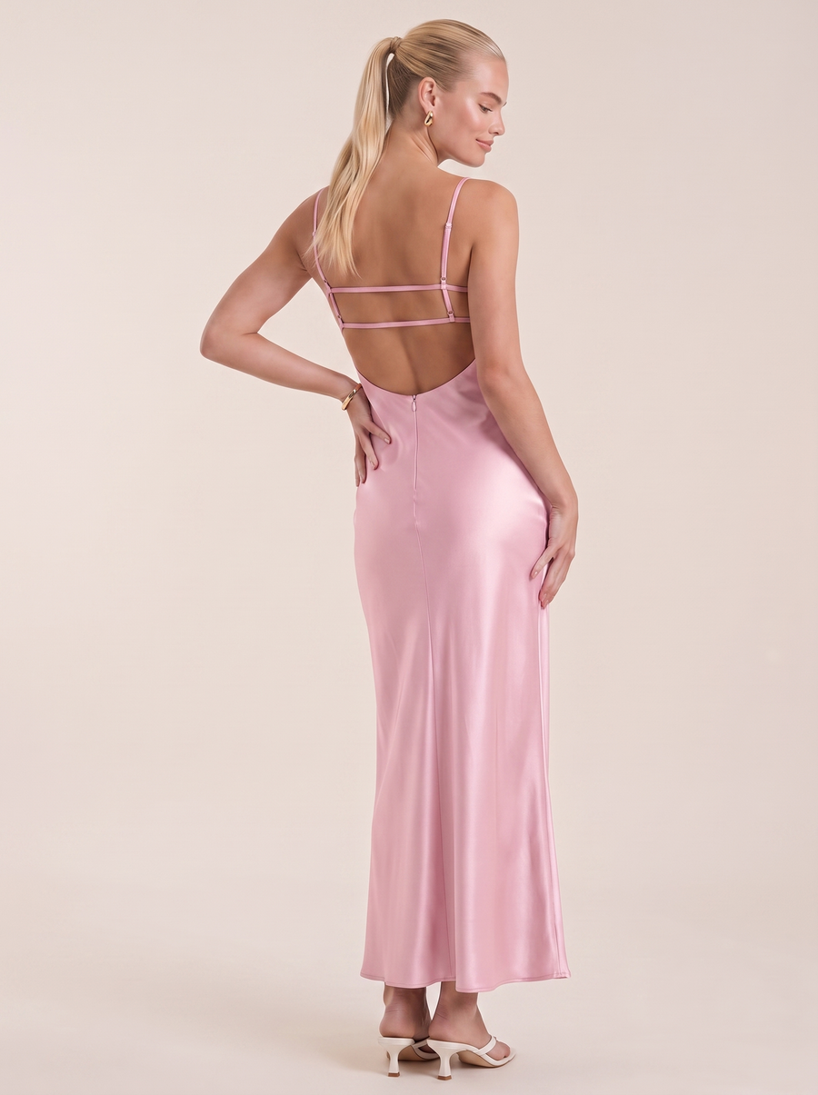 Bianca Bias Cut Shimmer Slip Maxi Dress