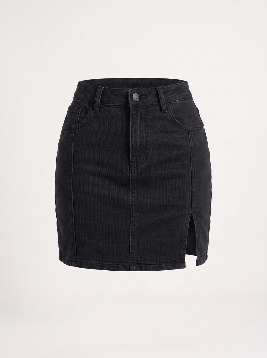 Billie Denim Mini Skirt with Slit