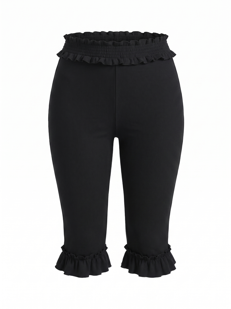 Mishella Ruffle Trim Capri Pants
