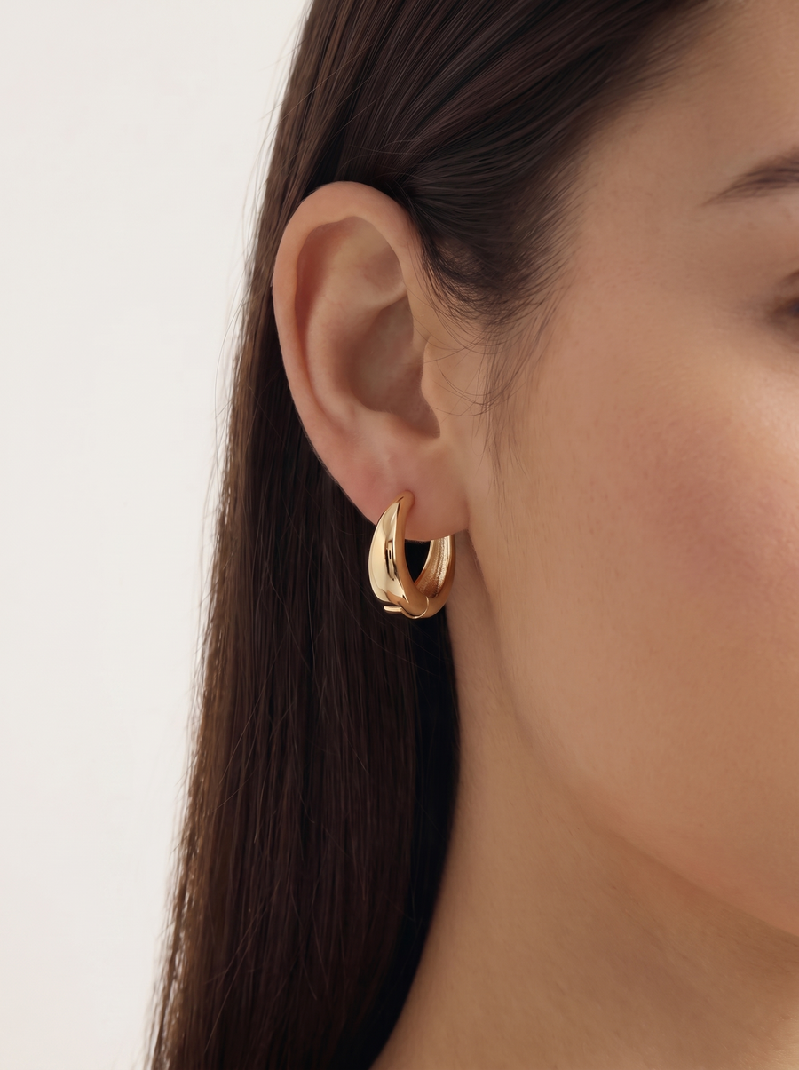 Ginevra Round Huggie Hoop Earrings
