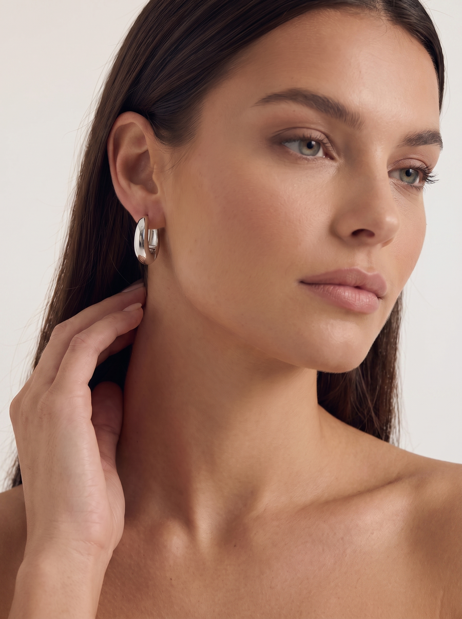 Ginevra Round Huggie Hoop Earrings