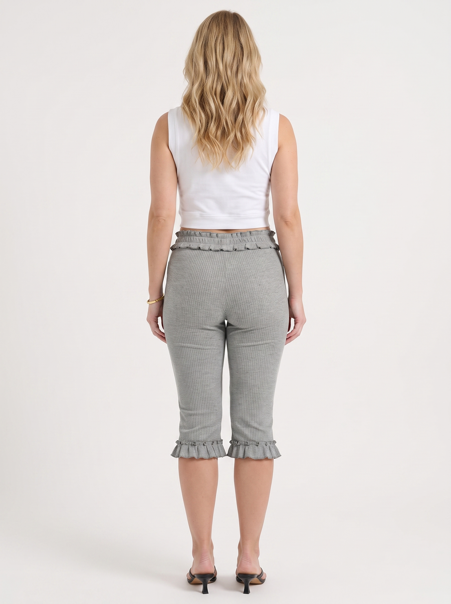 Mishella Ruffle Trim Capri Pants