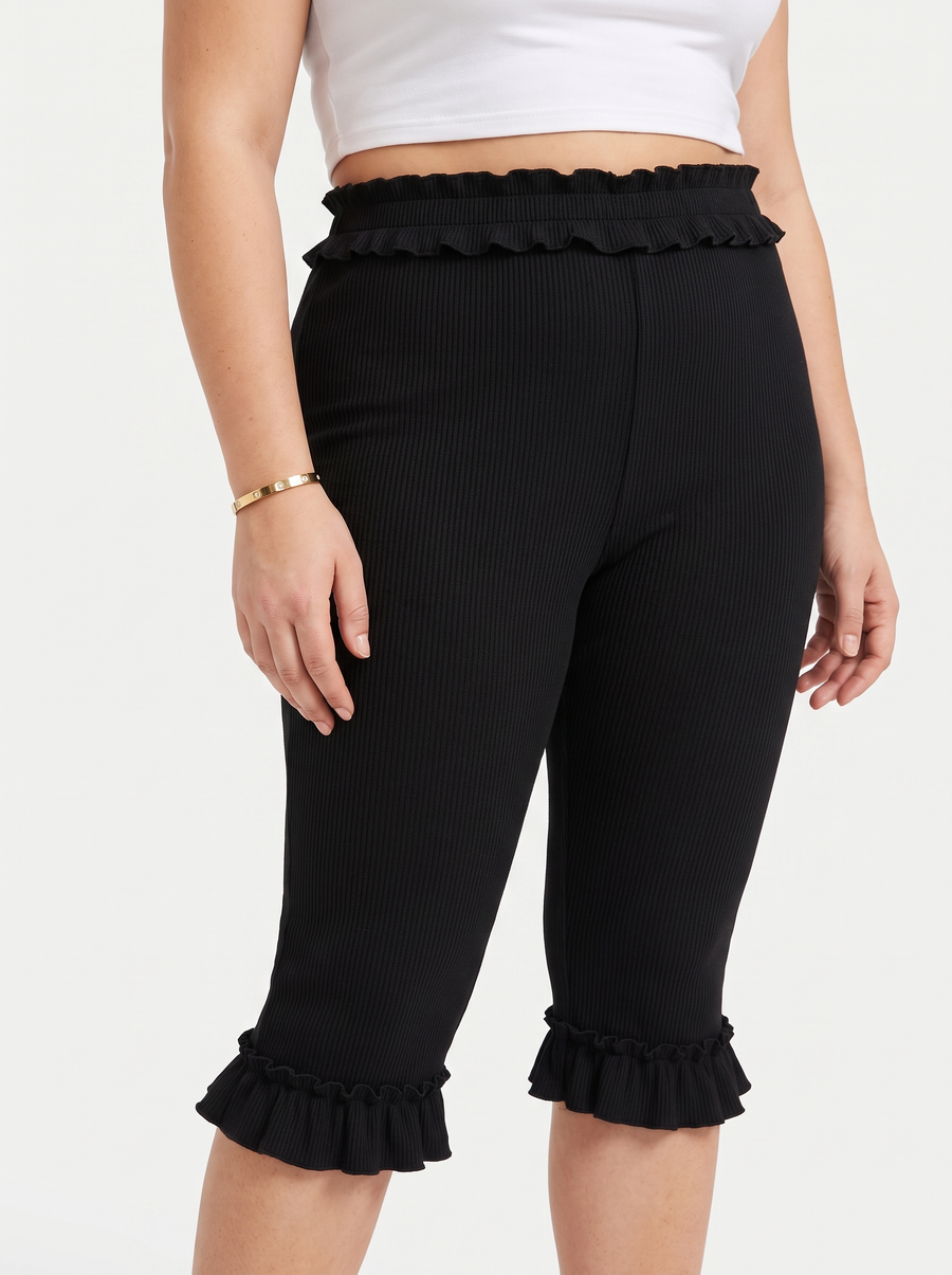 Mishella Ruffle Trim Capri Pants