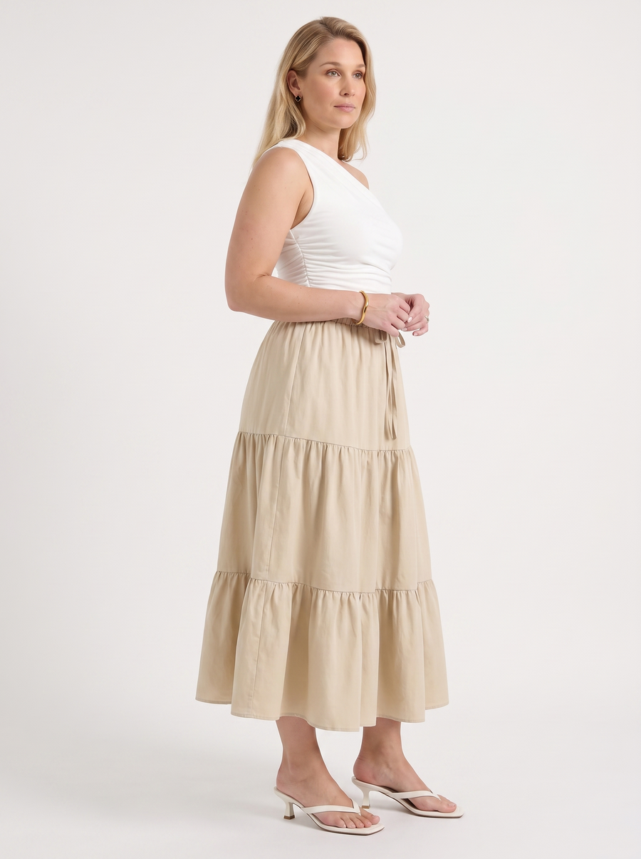 Agnes Tiered Maxi Skirt with Tie Waist