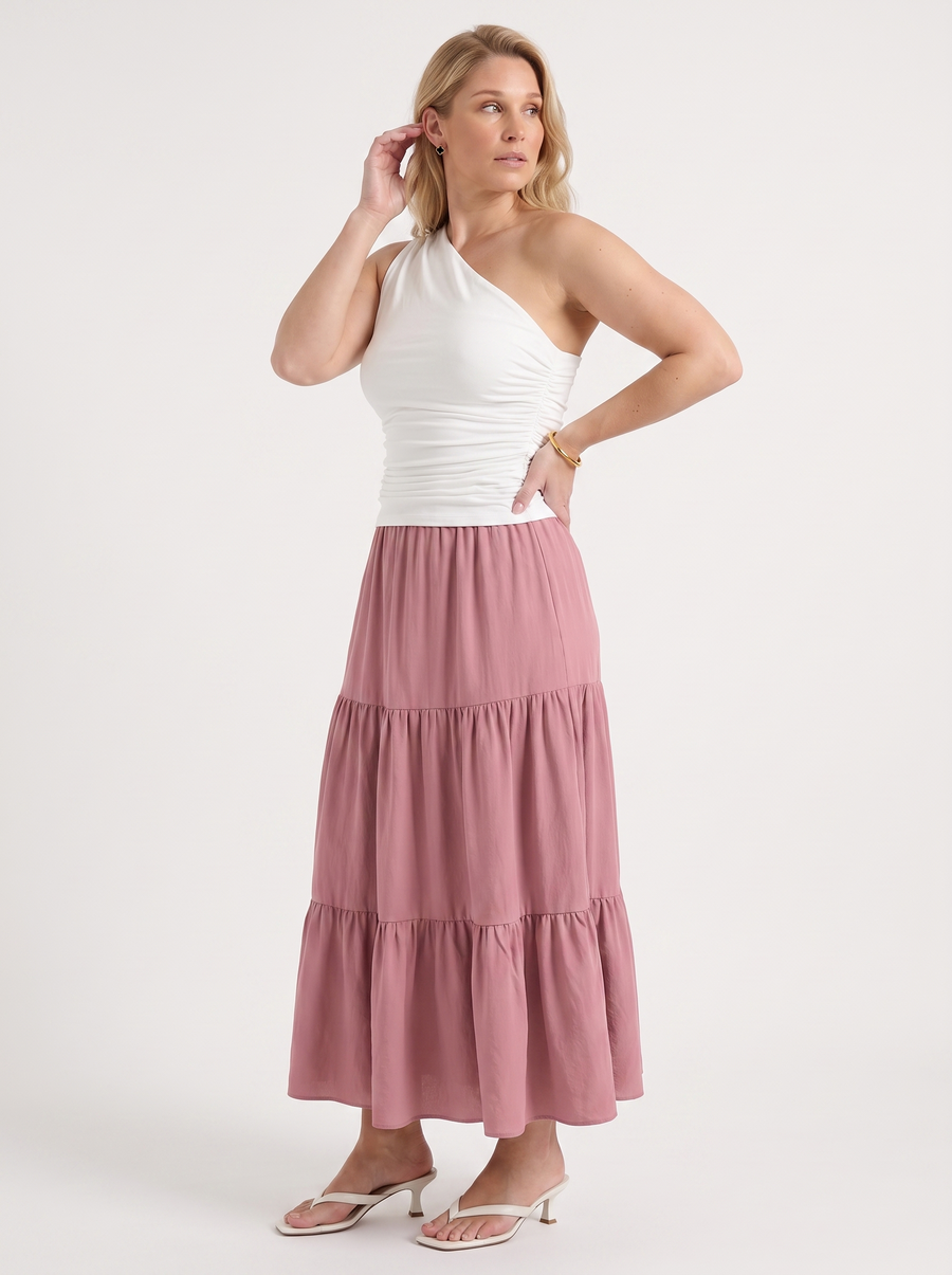 Agnes Tiered Maxi Skirt with Tie Waist