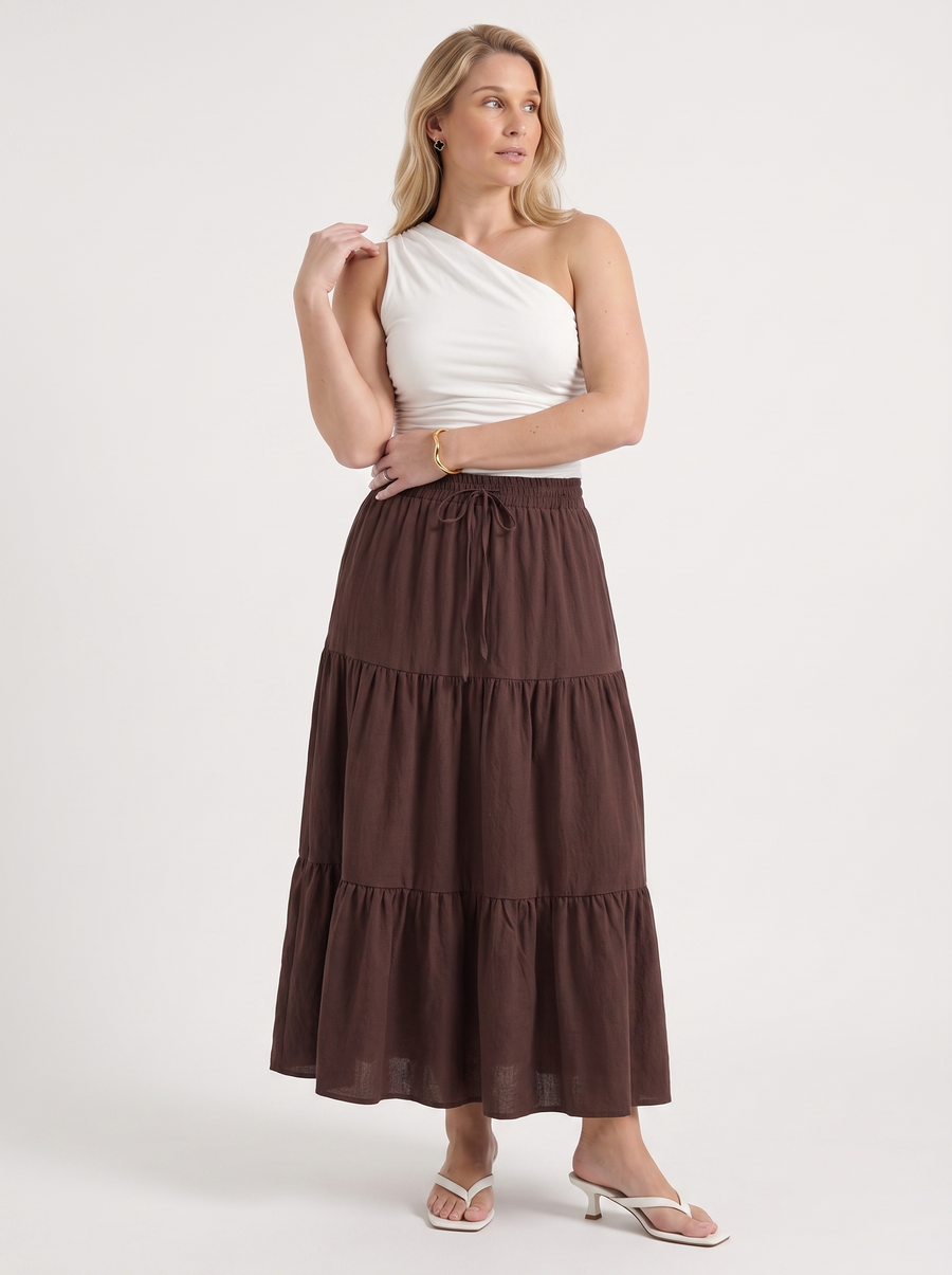 Agnes Tiered Maxi Skirt with Tie Waist