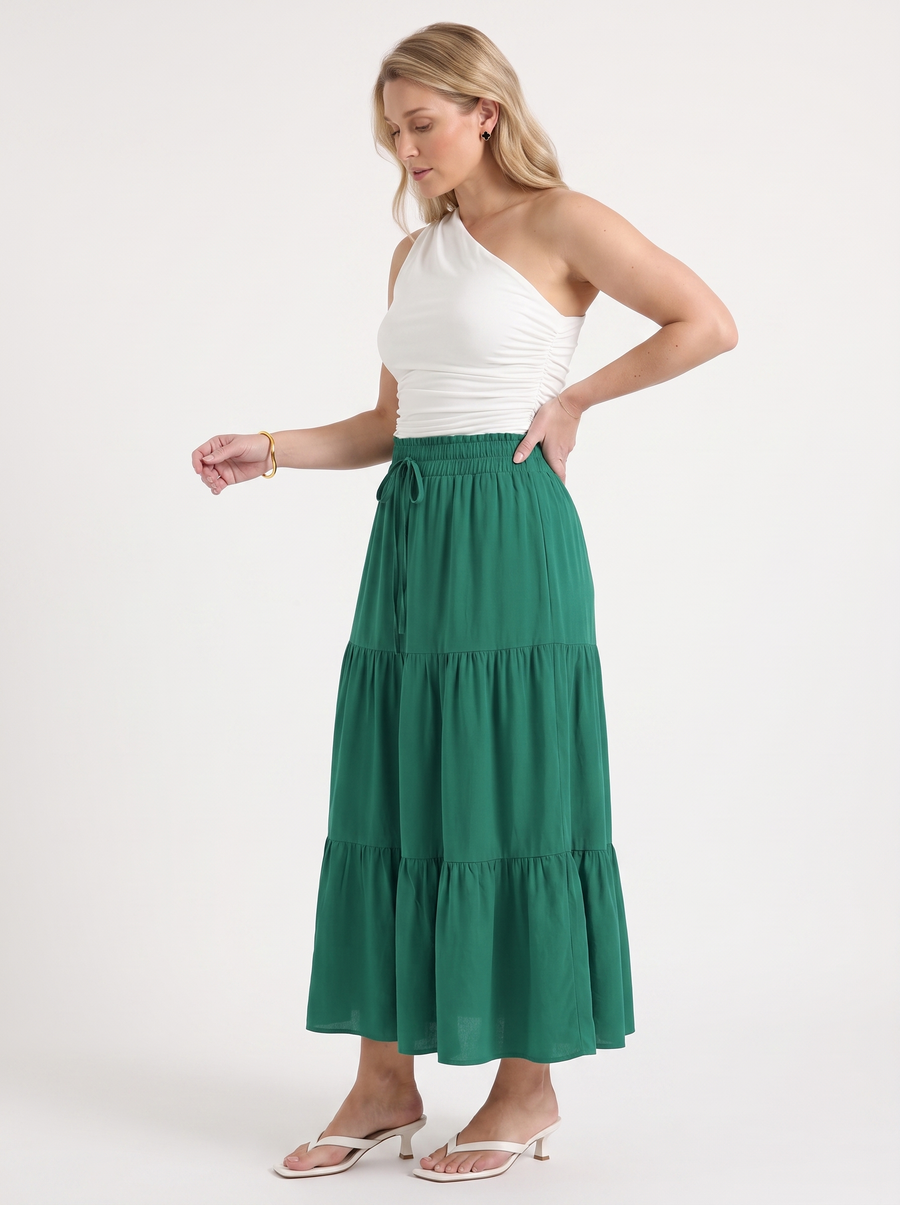Agnes Tiered Maxi Skirt with Tie Waist