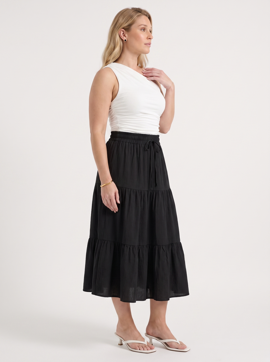 Agnes Tiered Maxi Skirt with Tie Waist
