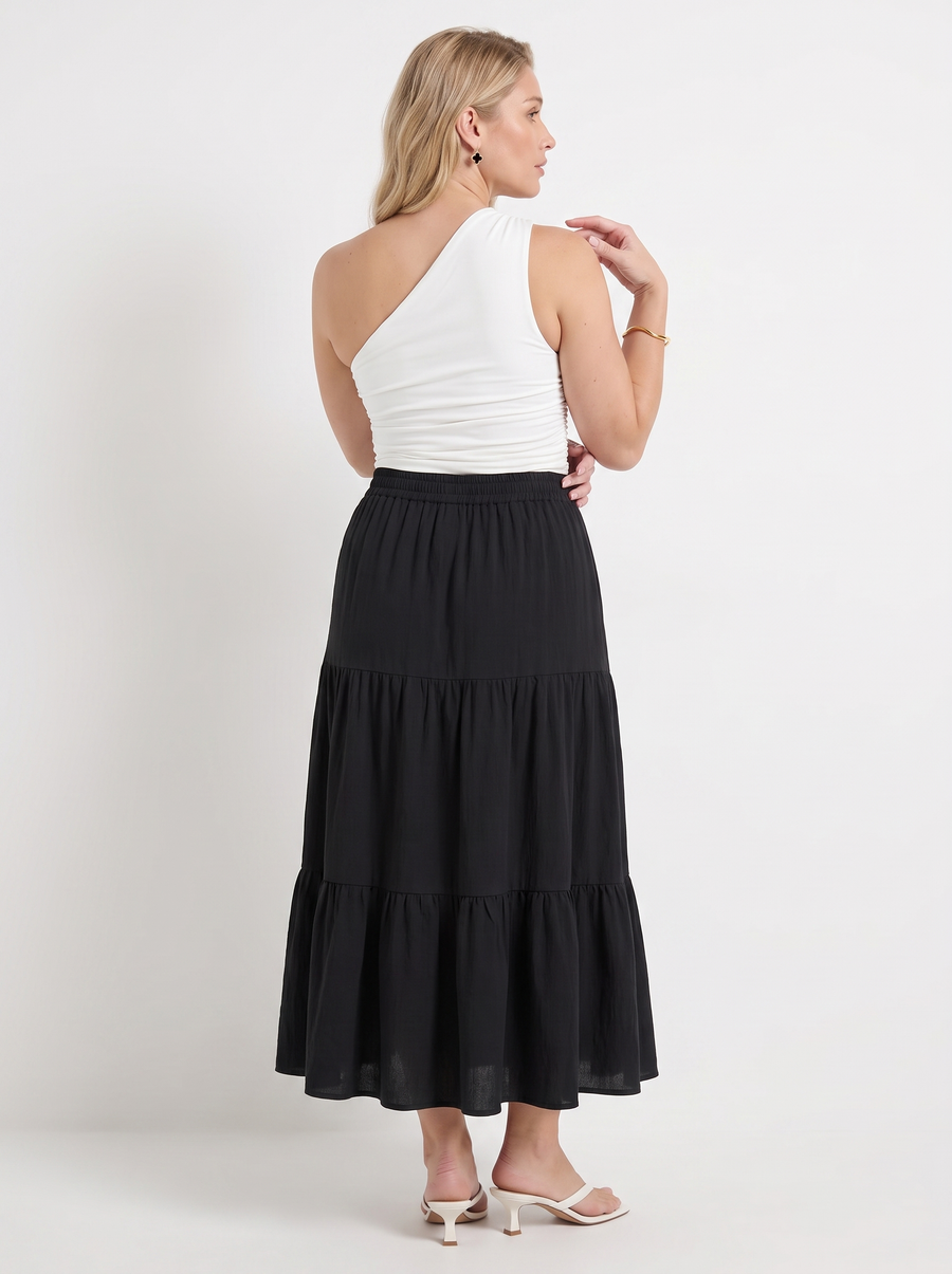 Agnes Tiered Maxi Skirt with Tie Waist