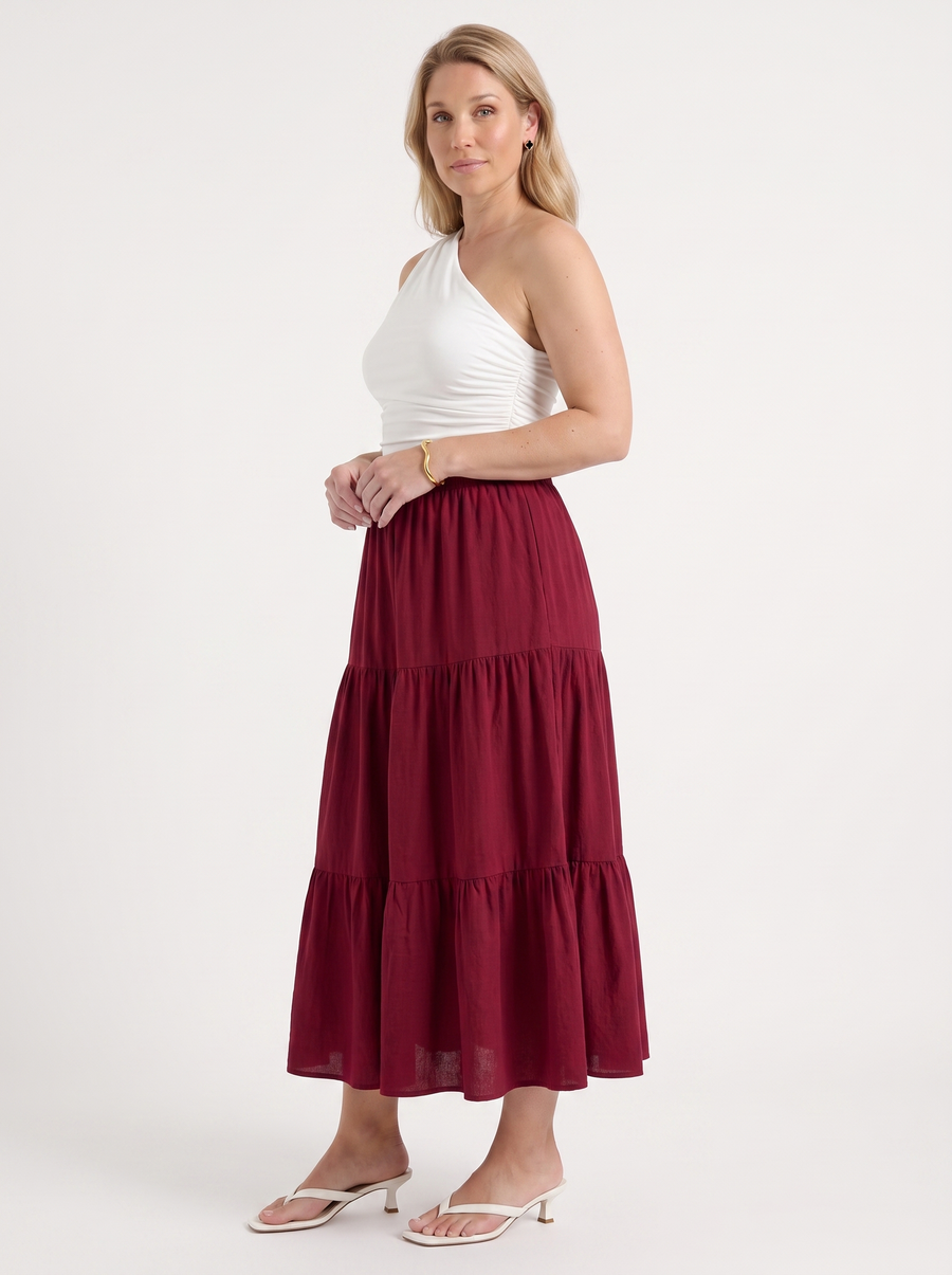 Agnes Tiered Maxi Skirt with Tie Waist